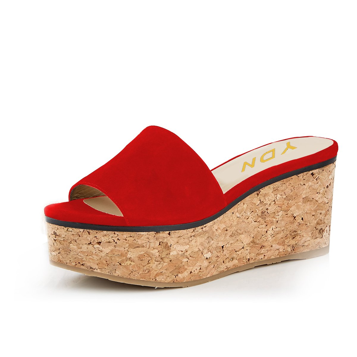 YDN Women's Comfortable Peep Toe Platform Sandals - Slip On Cork Wedge High Heel Mules for Beach, Casual Outfits & Summer Walking