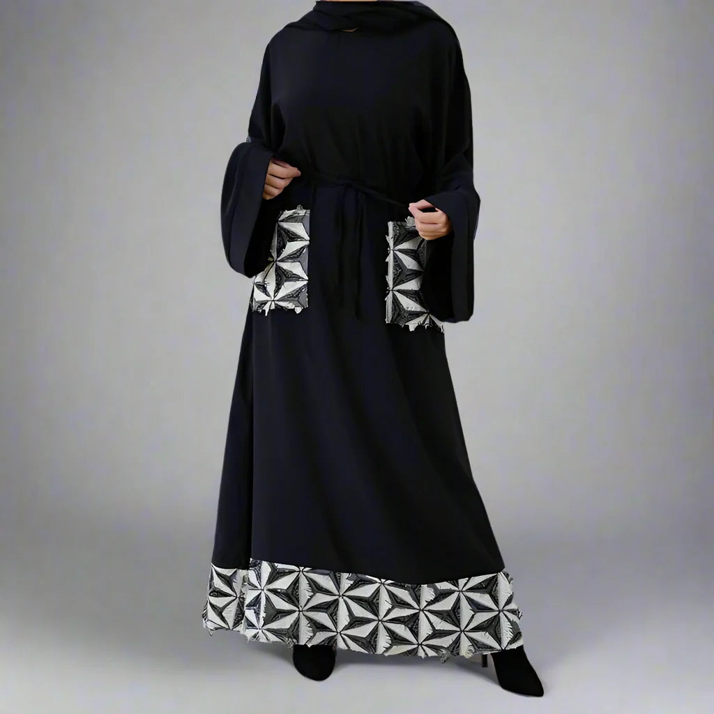 Stylish Muslim Women Abaya Dress with Pockets - Modest Islamic Prayer Dress for Daily Wear & Special Occasions