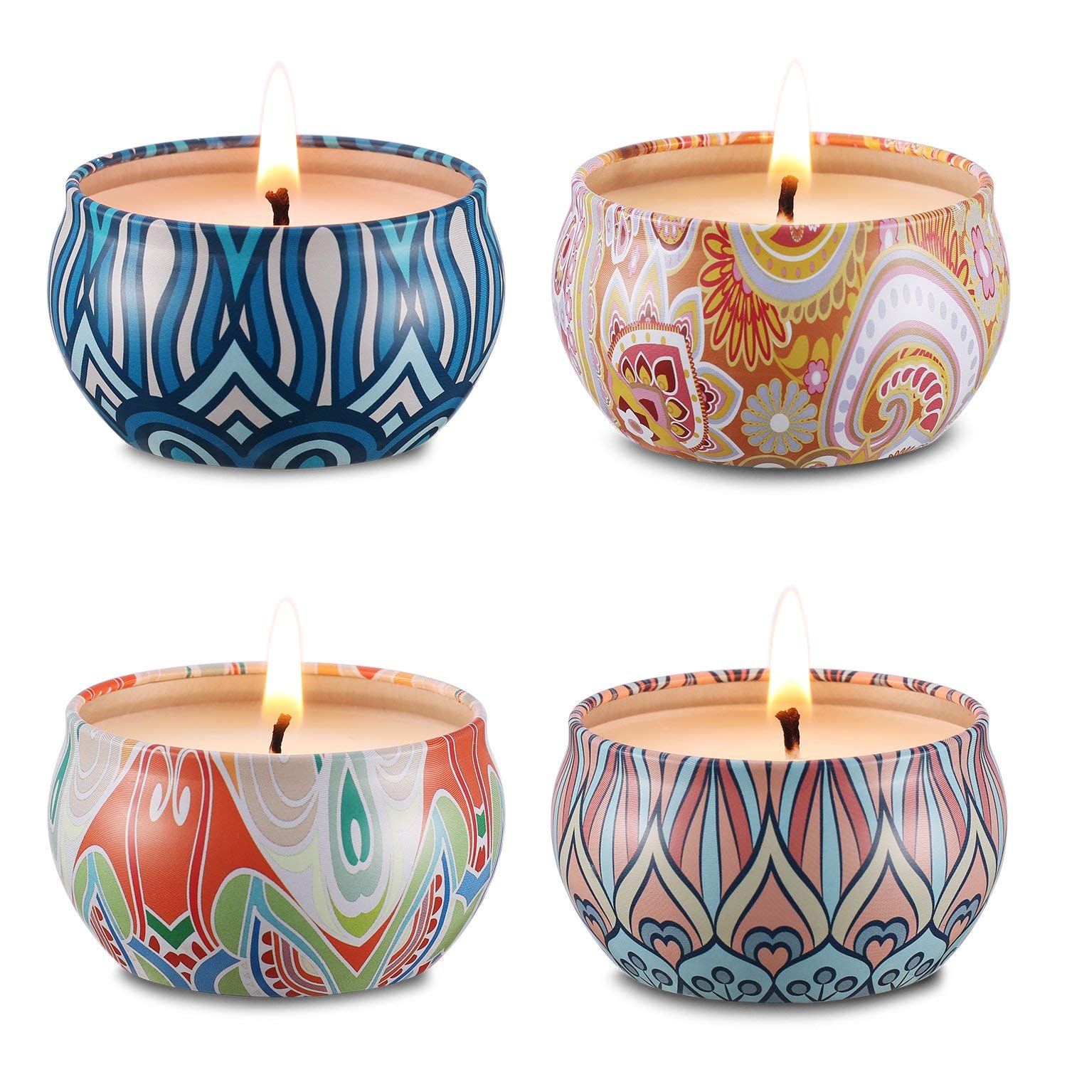 Abarli Scented Candles Gift Set - 4 Pack 100% Natural Soy Wax Candles for Stress Relief, Aromatherapy & Home Decor | Perfect for Kitchen, Bathroom, Bedroom & Relaxation