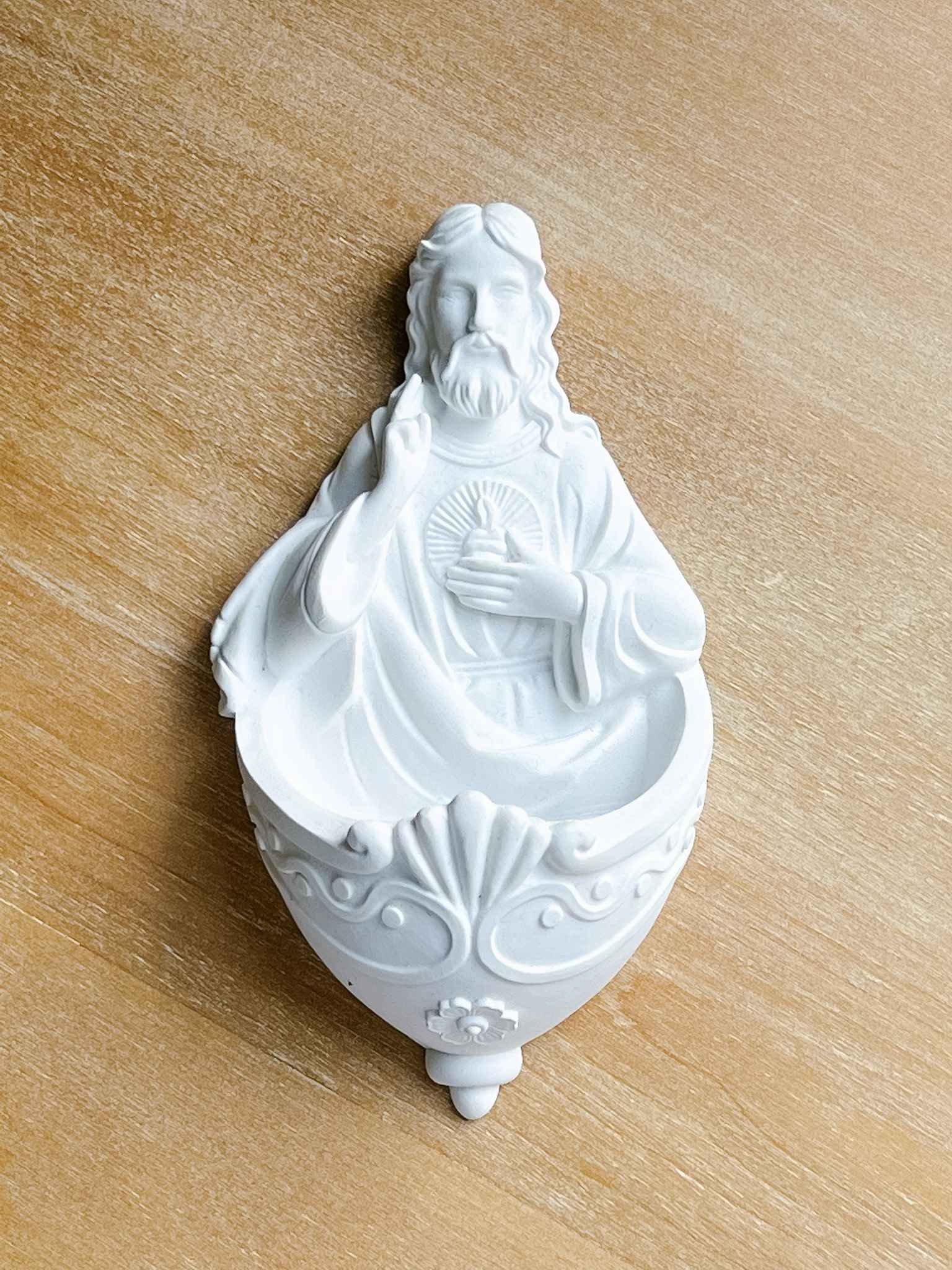 Sacred Heart Holy Water Font - Catholic Religious Wall Decor for Home, Church & Prayer Room - Perfect for Baptism, Blessings & Spiritual Decor