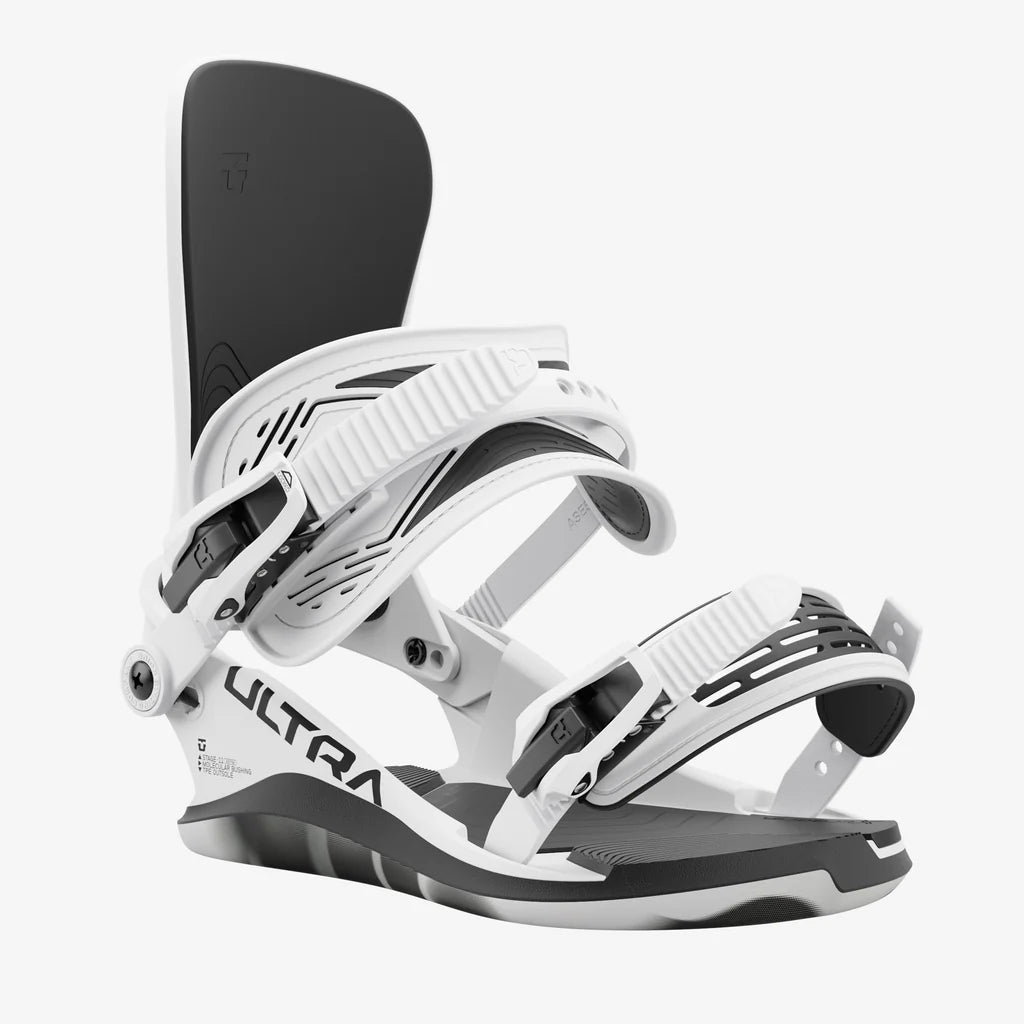 Union Ultra Binding 2025 Snowboard Bindings - White - Perfect for All-Mountain Riding & Freestyle Snowboarding