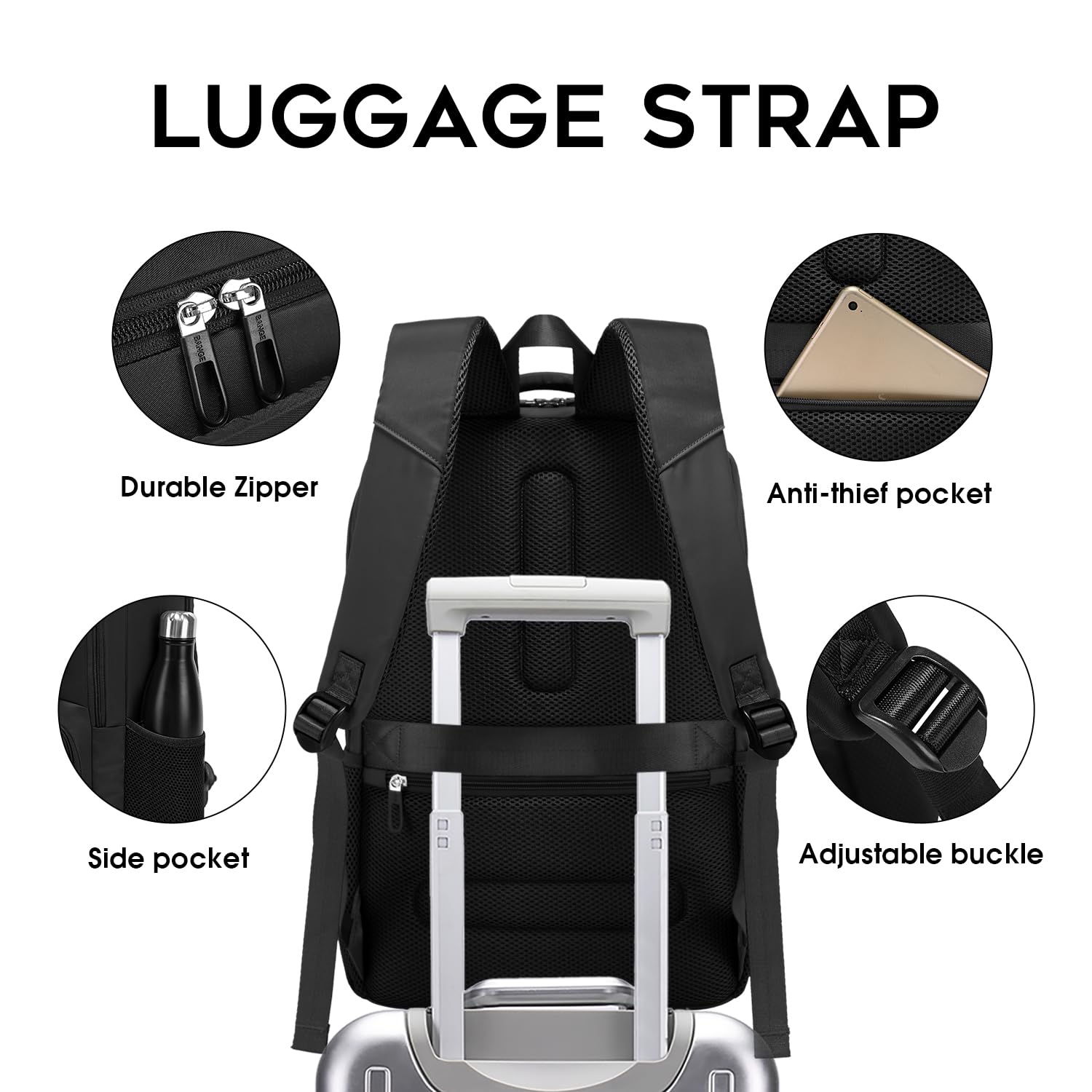 FUTURE AESTHETICS Unisex Waterproof Travel Backpack - Durable College Hiking Business Carry On Backpack for Women & Men (Black) - Perfect for Commuting, Outdoor Adventures & Work Travel