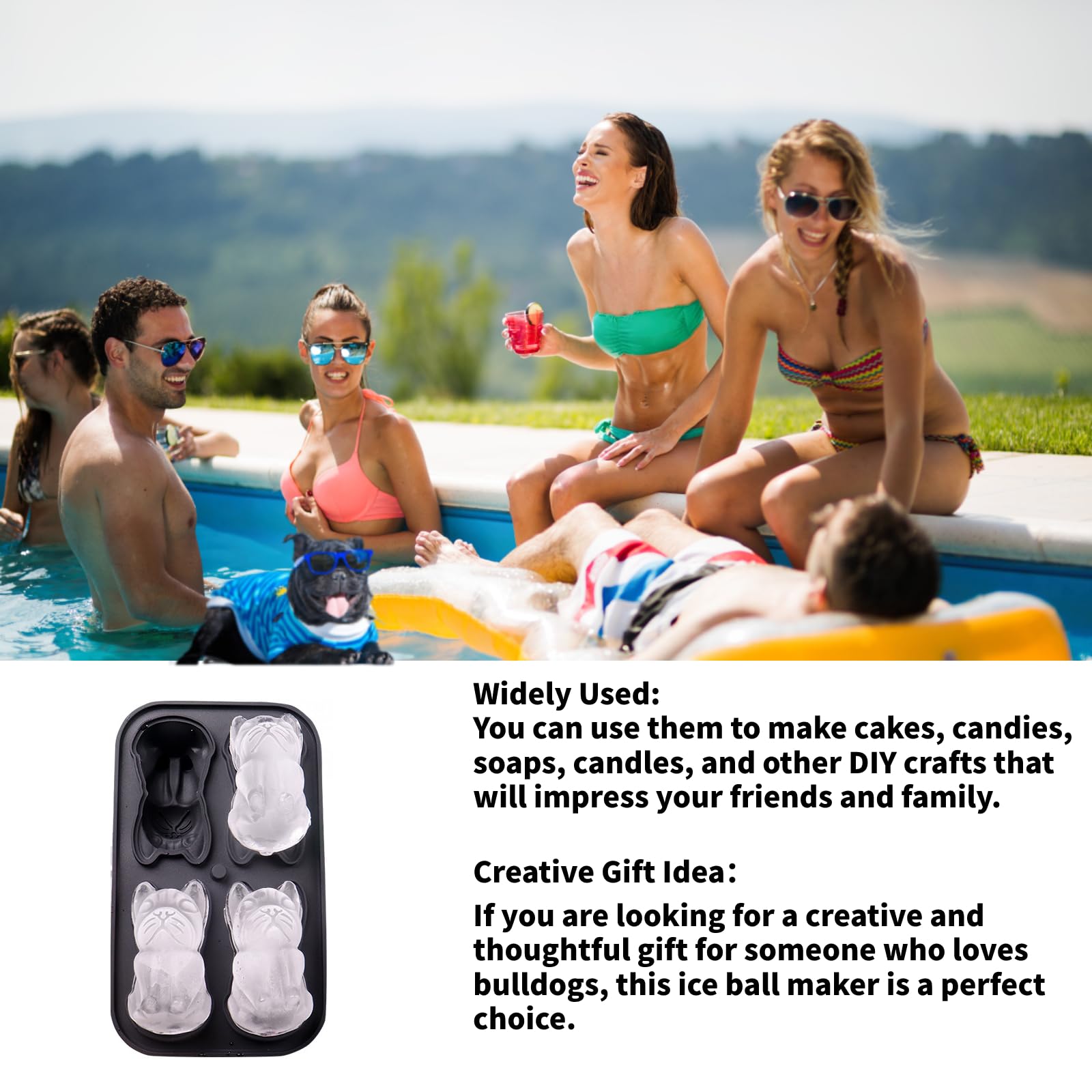 3D Silicone Ice Cube Trays - Easy Release Big Ice Molds for Whiskey, Cocktails & Bourbon | Perfect for Game Day & Gifts | Dishwasher Safe | Party, Home Bar & Drink Decorations