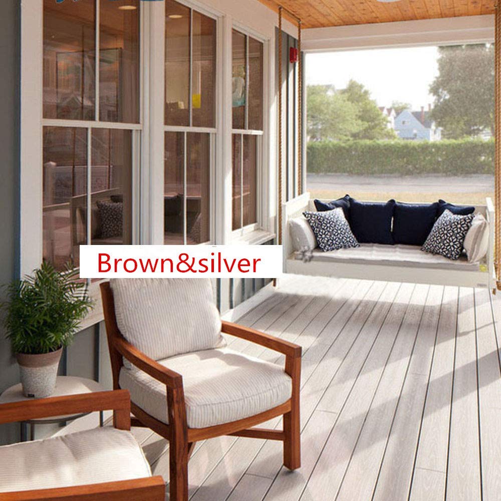 One Way Mirror Window Film - Daytime Privacy, Reflective, Self-Adhesive, UV & Heat Control - Brown & Silver (2Mil, 60