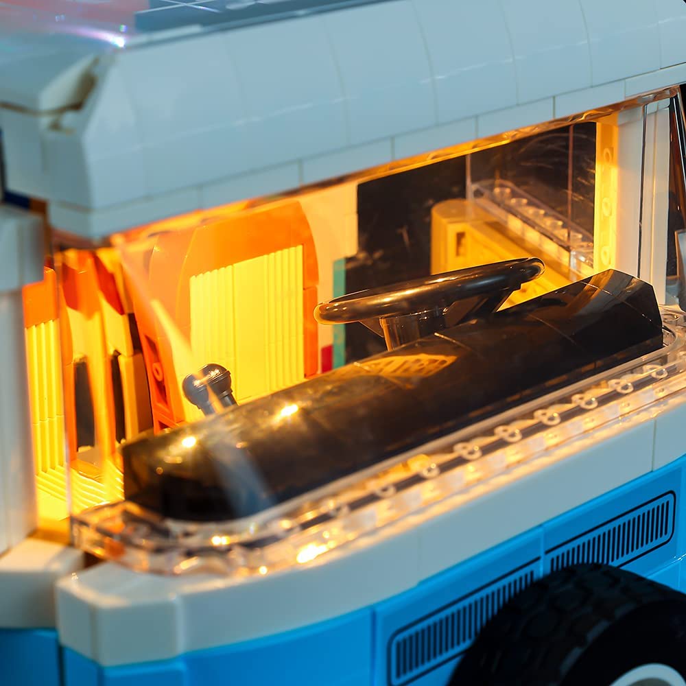 Kyglaring LED Lighting Kit for Lego Volkswagen T2 Camper Van 10279 Building Set - Compatible with RC Sound Version (Model Not Included) - Perfect for Enhancing Display & Nighttime Play