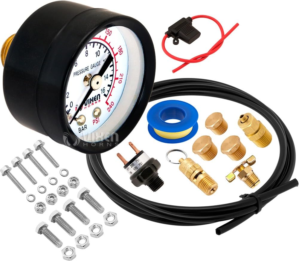 Vixen Horns 5 Gallon (18 Liter) 12V Train & Air Horn Kit with 200 PSI Onboard Compressor System VXO8350B - Perfect for Trucks, Boats & Emergency Vehicles