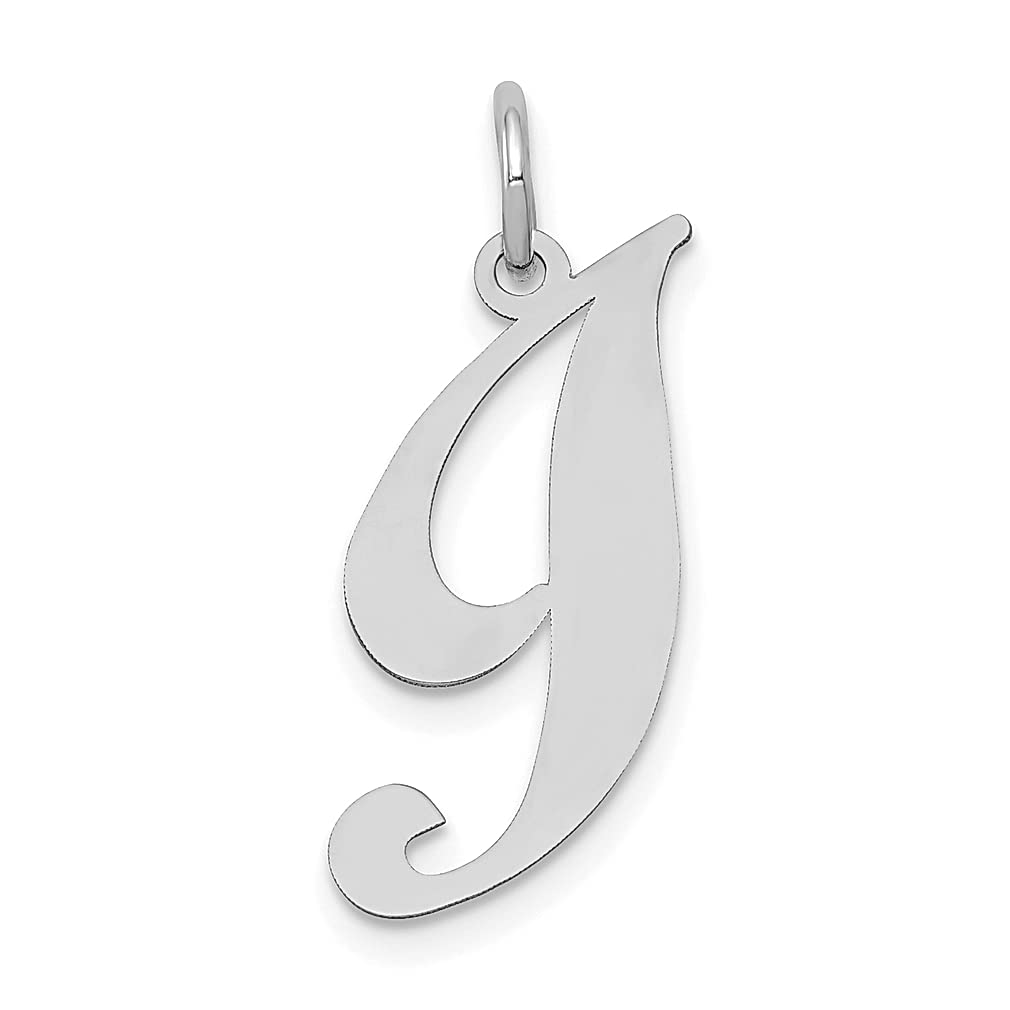 14K White Gold Medium Script Letter I Initial Monogram Name Charm Necklace Pendant - Elegant Personalized Jewelry for Women - Perfect Birthday, Anniversary & Valentine's Day Gift for Her - Ideal for Everyday Wear, Date Nights & Special Occasions