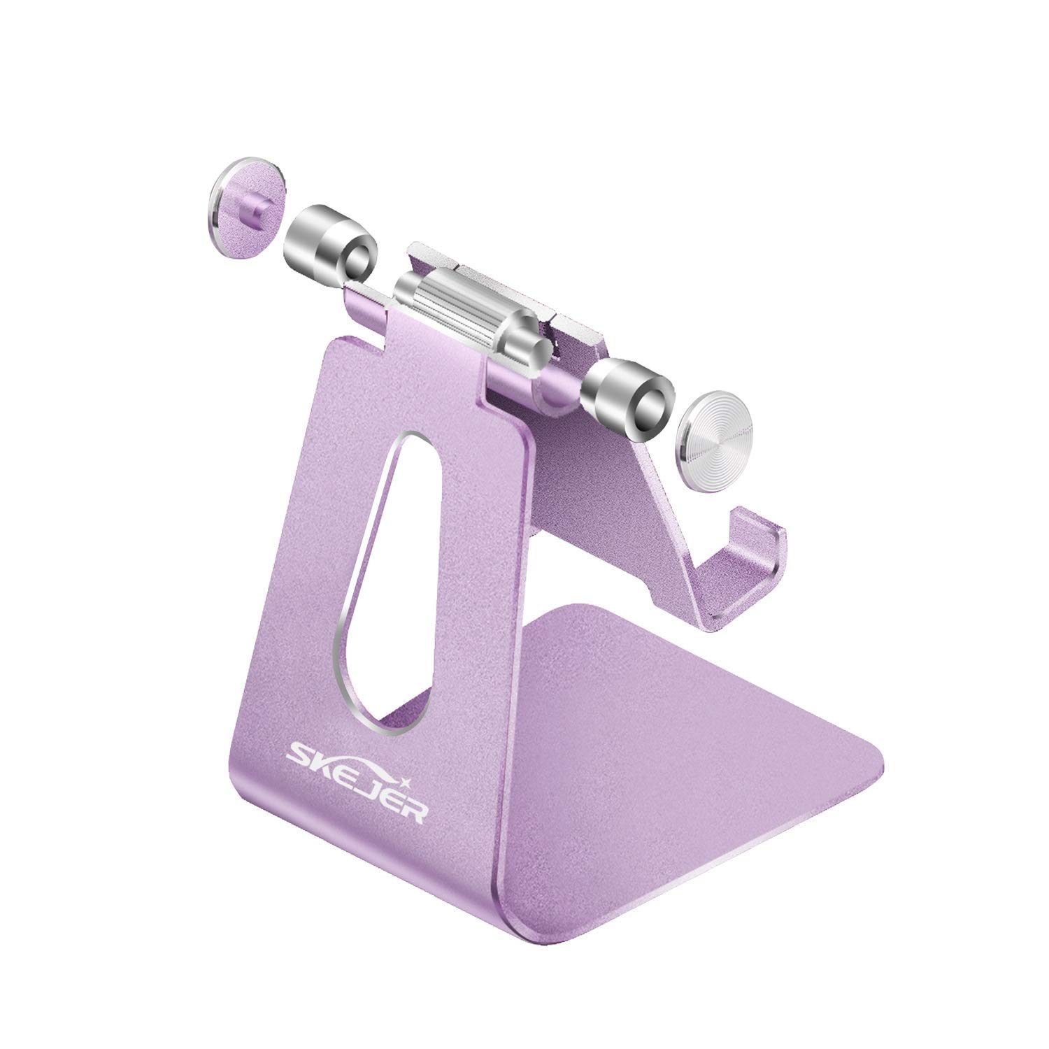 Adjustable Aluminum Phone Stand & Tablet Holder - Universal Dock Compatible with iPhone 12, iPad, Samsung Galaxy, Google Pixel (Under 10 Inch) - Rose Gold & Lilac Purple - Perfect for Desk, Office, Home, Bedside & Travel Use