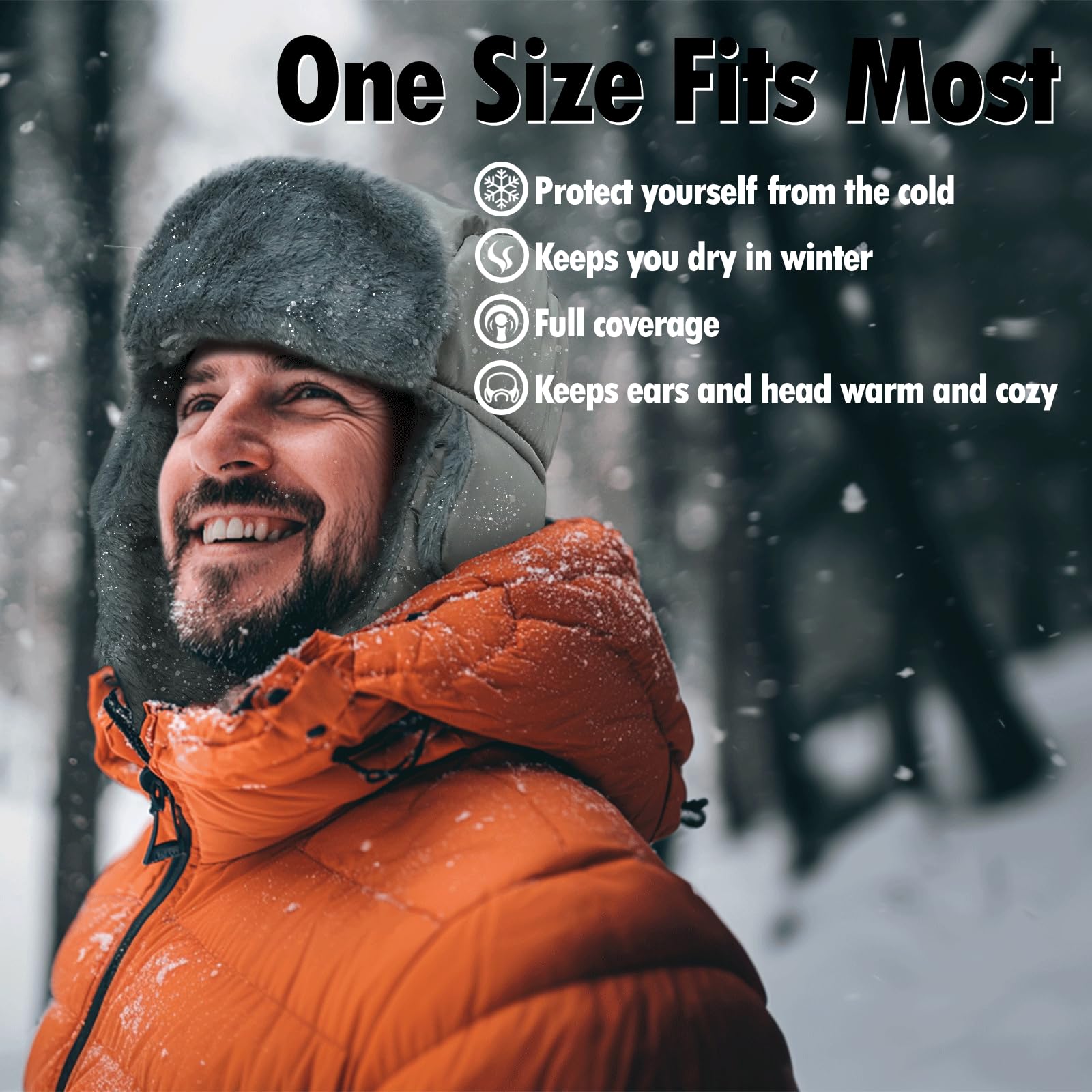 Heated Trapper Hat with 7.4V Rechargeable Battery - Warm Winter Hunting Hat for Men & Women - Faux Fur Lined Outdoor Hat for Skiing, Snowboarding & Cold Weather Activities