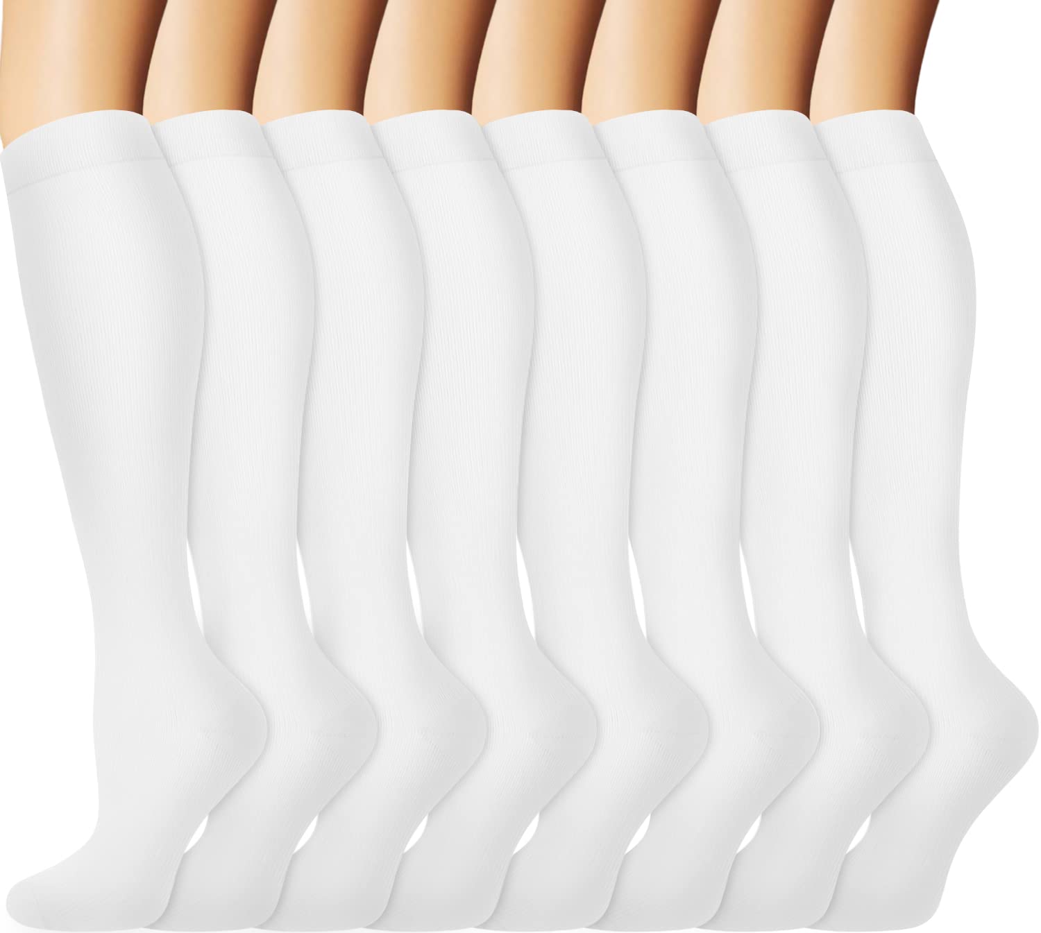 8 Pairs Graduated Copper Compression Socks 15-20mmHg for Men & Women - Best for Running, Athletic, Cycling & Travel - Improve Blood Circulation & Reduce Leg Fatigue