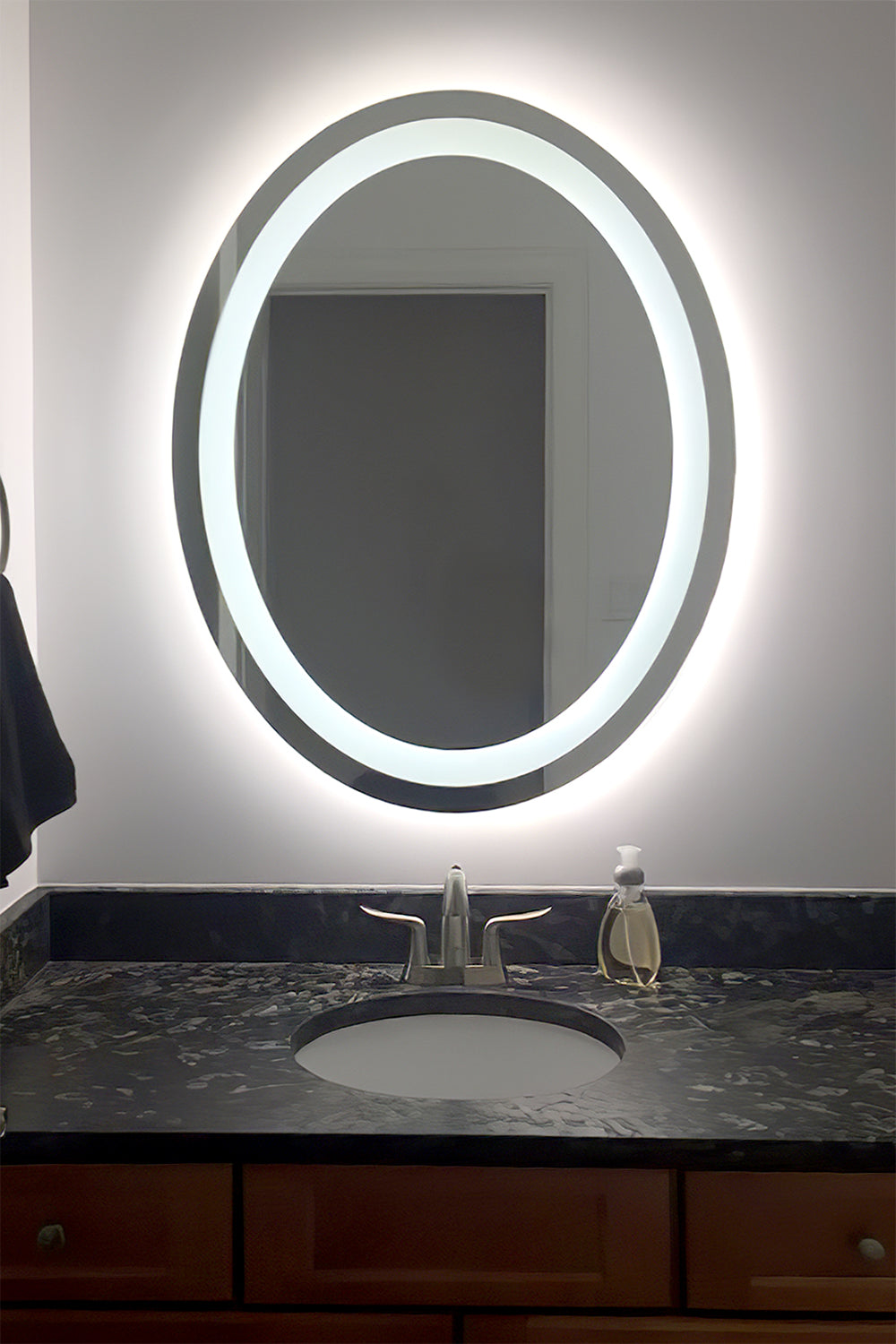 24x32 Inch LED Vanity Mirror with Front Lighting - Oval Makeup Mirror for Bathroom, Dressing Room & Bedroom - Adjustable Brightness for Perfect Makeup Application