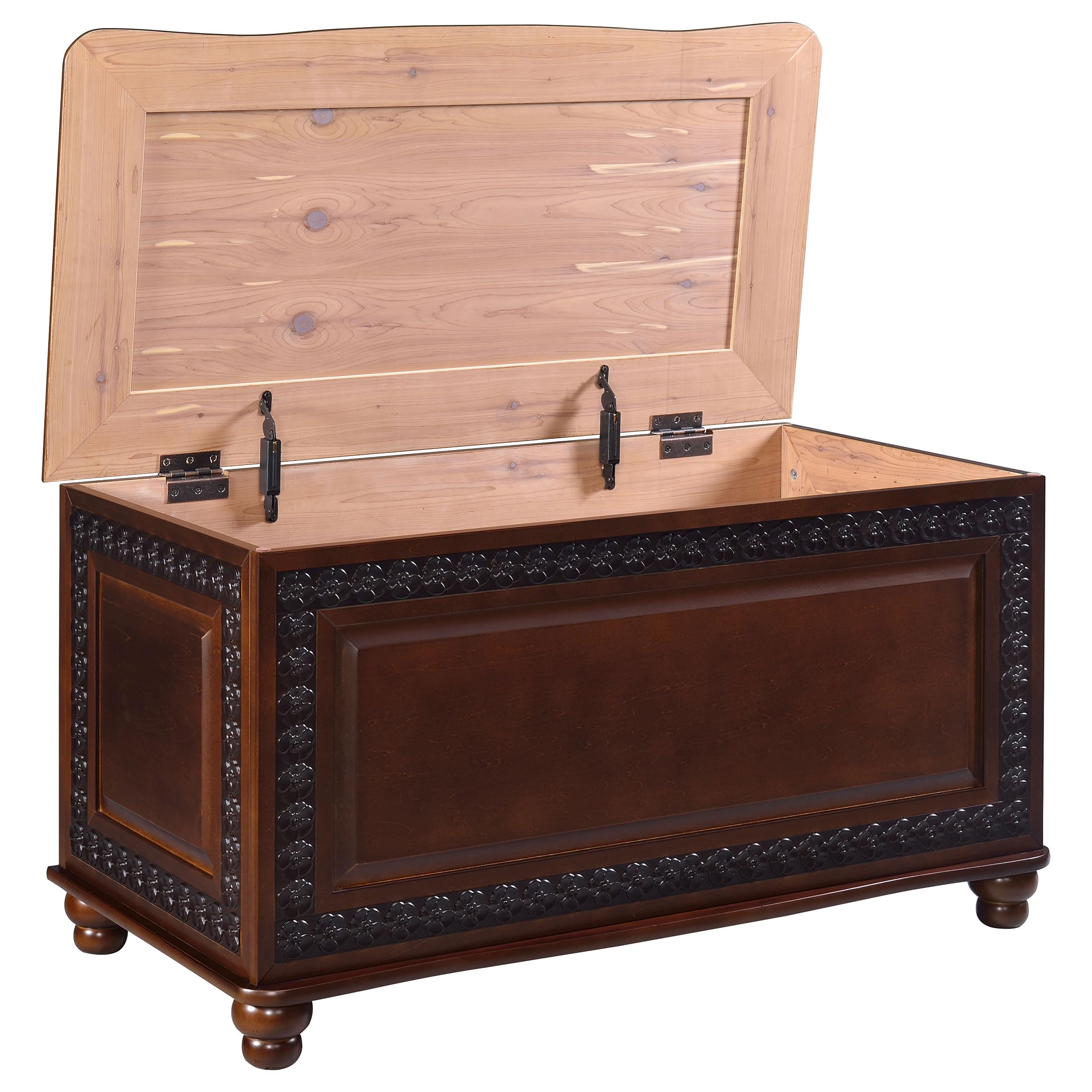 Coaster Home Furnishings Finlay Traditional 40-Inch Wood Storage Trunk - Cedar Lined Hope Chest for Bedroom, Kids Room & Nursery - Dark Tobacco Finish (900012) - Perfect for Blanket Storage, Toy Organization & Seasonal Decor
