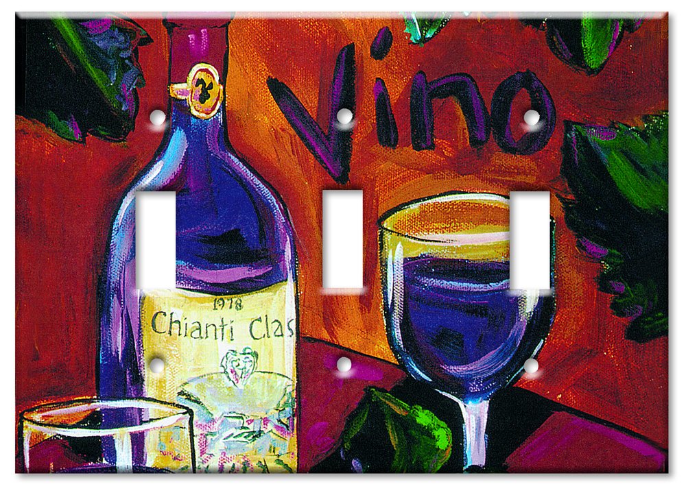 Decorative Metal Wall Plate - Triple Gang Toggle Art Plate in Vino Finish | Made in USA | Perfect for Living Room, Bedroom & Office Decor