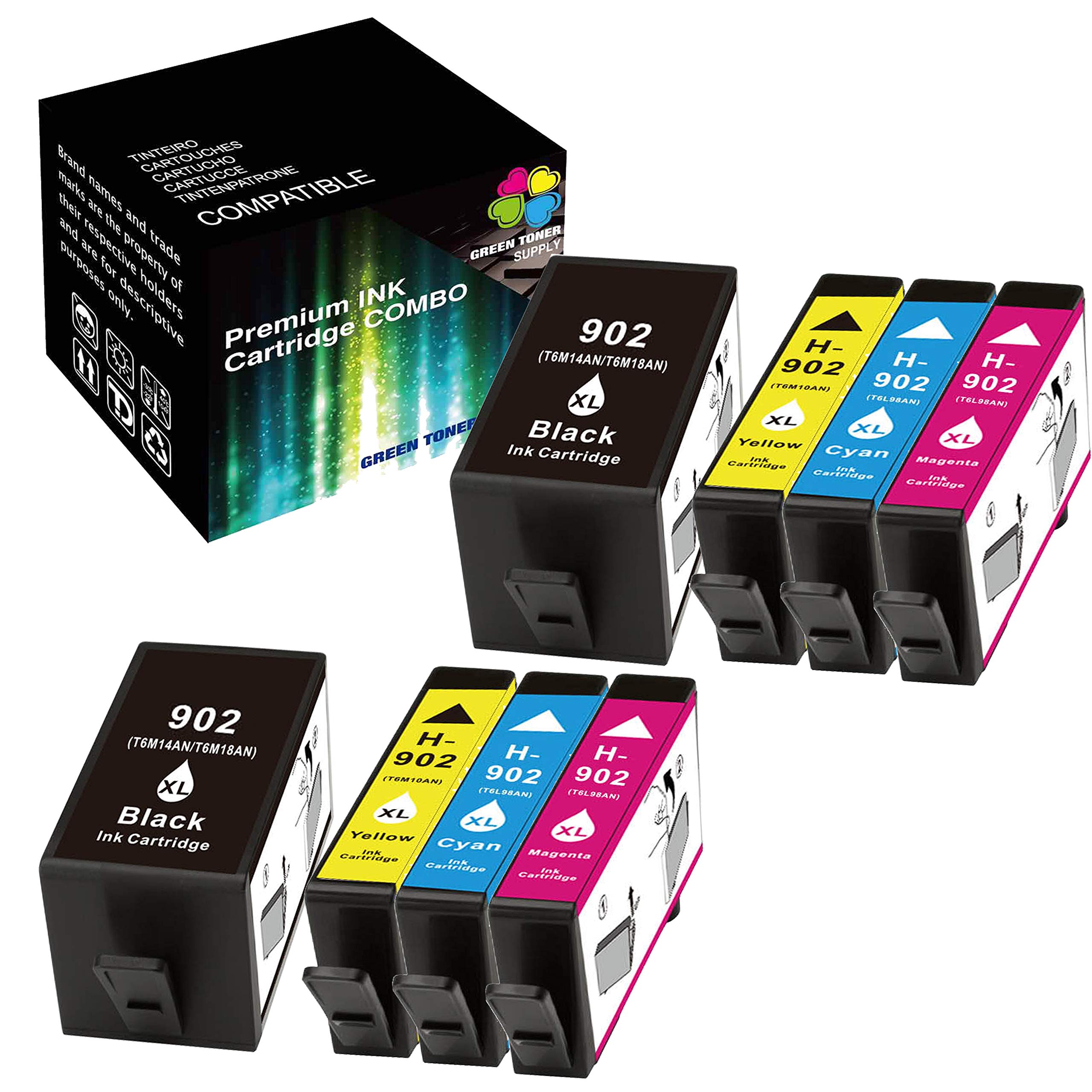 (8-Pack) HP 902 902XL Compatible Ink Cartridges - High Yield Replacement with Upgraded Chips for HP Officejet 6960/6964/6966/6978/6979 Printers (2 Black, 2 Cyan, 2 Yellow, 2 Magenta) - Perfect for Home Office Printing & School Projects