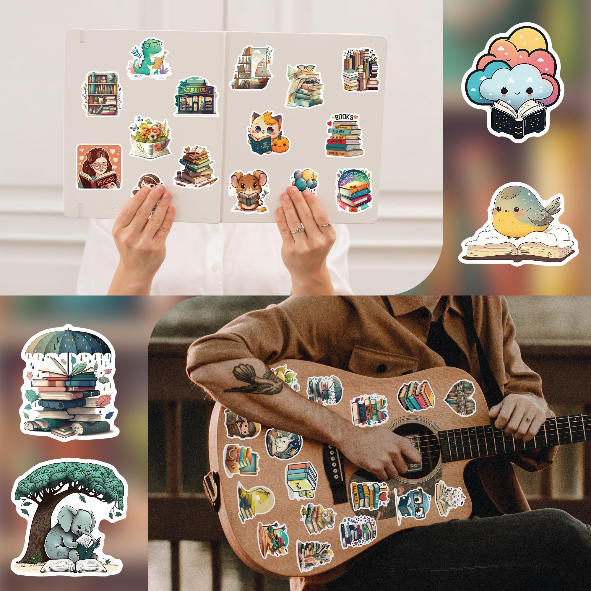 100 Pcs Book Lover Stickers - Waterproof Vinyl Decals for Books, Laptops, Water Bottles & More - Perfect for Kids, Teens & Book Enthusiasts - Great for School, Office & Personalizing Belongings