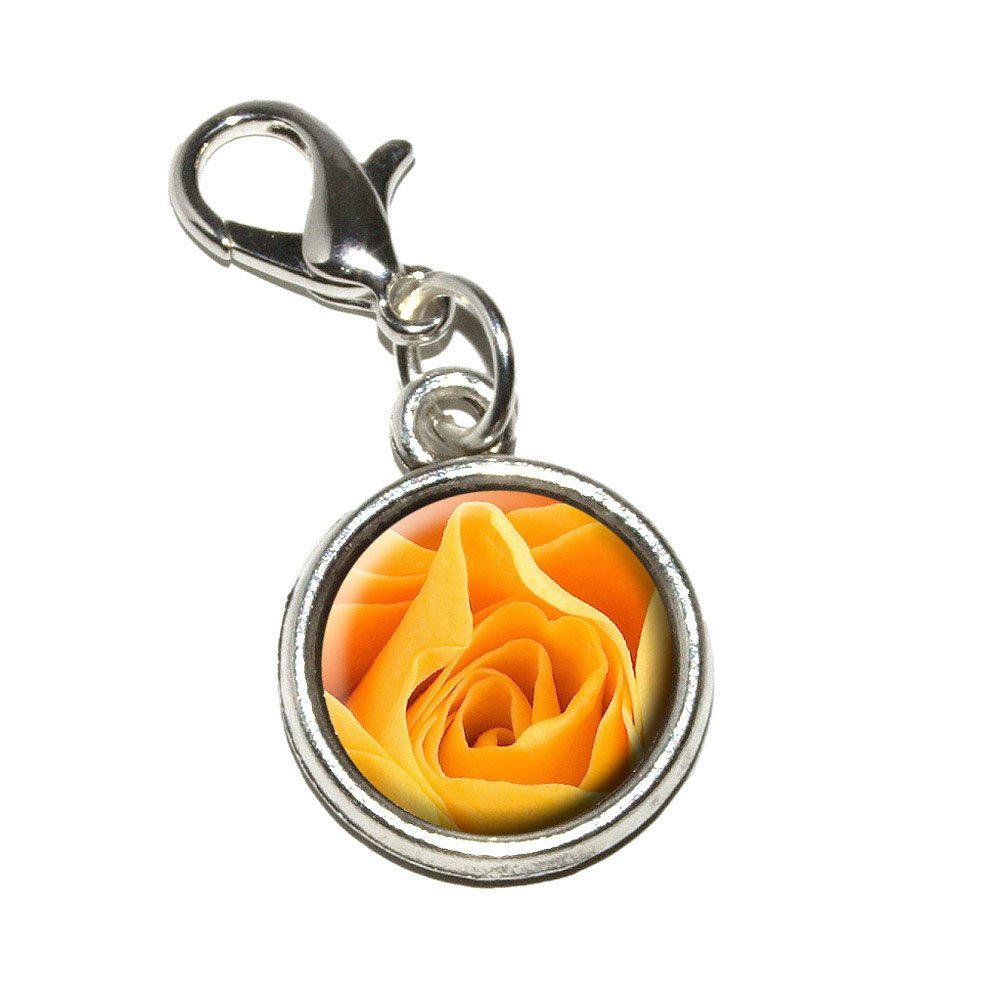 Vintage Yellow Rose Antique Bracelet Charm - Lobster Clasp Pendant for Jewelry Making & Zipper Pull Accessories | Perfect for DIY Crafts, Handmade Gifts & Bag Decorations