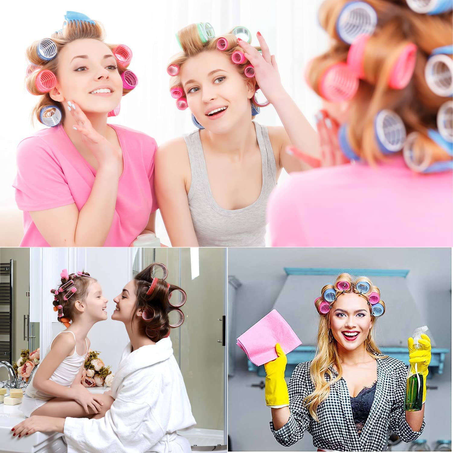 Jumbo Hair Rollers 6-Pack - Large Self-Grip Salon Hair Curlers for Women & Girls - Perfect for Voluminous Curls, Beach Waves & Salon-Styled Hair at Home