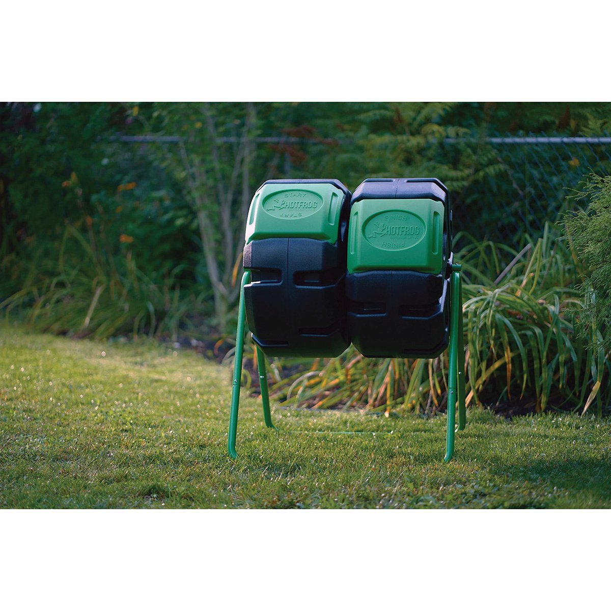 FCMP Outdoor HOTFROG Dual Chamber Tumbling Composter - 37 Gallon (140L) Large Capacity Compost Bin for Garden, Yard & Organic Waste - Perfect for Eco-Friendly Composting at Home