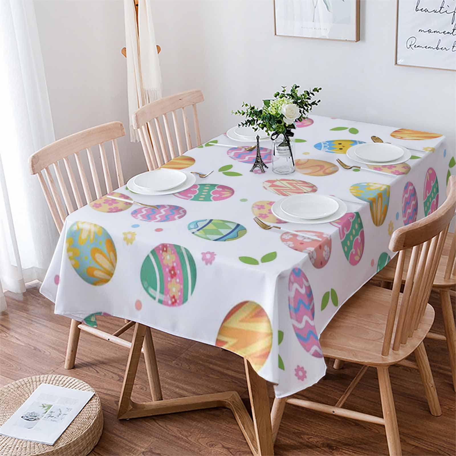FDECOR Easter Rectangle Tablecloth - Colorful Eggs Design, Waterproof & Washable for Indoor/Outdoor Parties, Kitchen Dining & Coffee Table Protector (52x70 Inches) - Perfect for Easter Celebrations, Spring Gatherings & Holiday Decorations