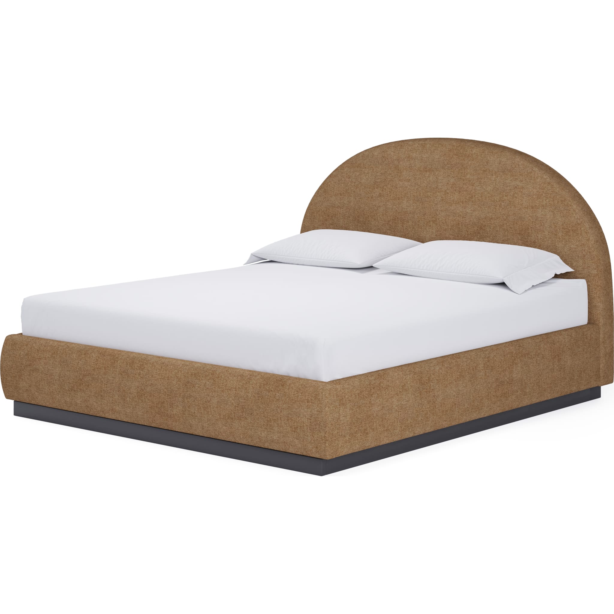 Flex Upholstered Bed Frame - Porcini Chenille Fabric - Queen Size Platform Bed with Wooden Slats - Modern Bedroom Furniture for Master & Guest Rooms