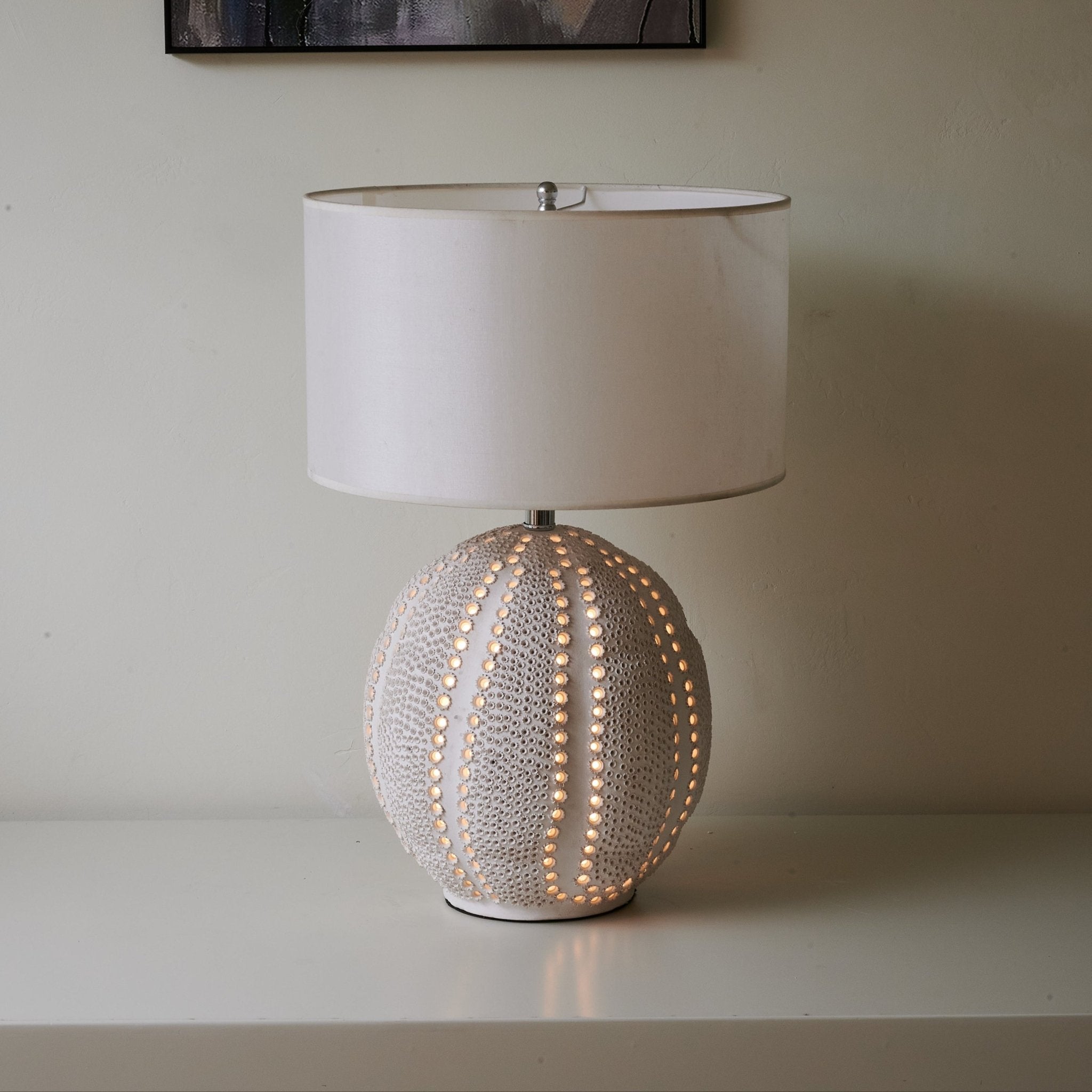 Urchin Textured Ceramic Table Lamp - Modern Home Decor for Living Room, Bedroom & Office - Soft Ambient Lighting for Cozy Spaces