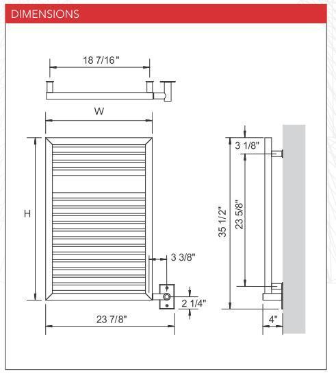 MYSON EUROPEAN TRADITION LINDI EMR750 Hardwired Bathroom Towel Warmer - 24