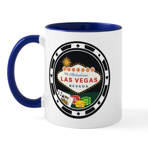 White/Navy Inside - Las Vegas Poker Chip Design Mug