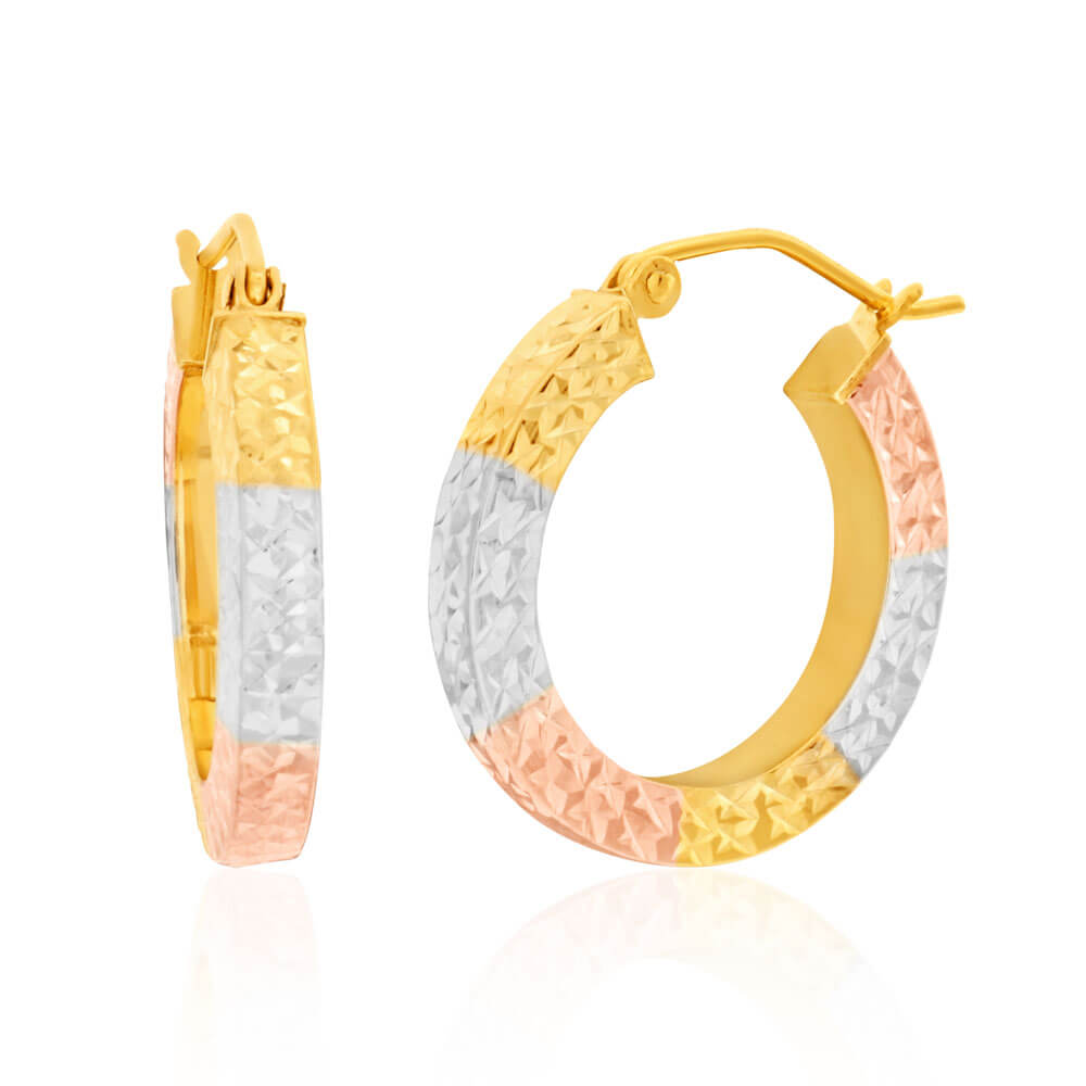 9ct Multitone Gold Silver Filled Square Hoop Earrings for Women - Elegant Fashion Jewelry Gift for Birthday, Anniversary & Everyday Wear