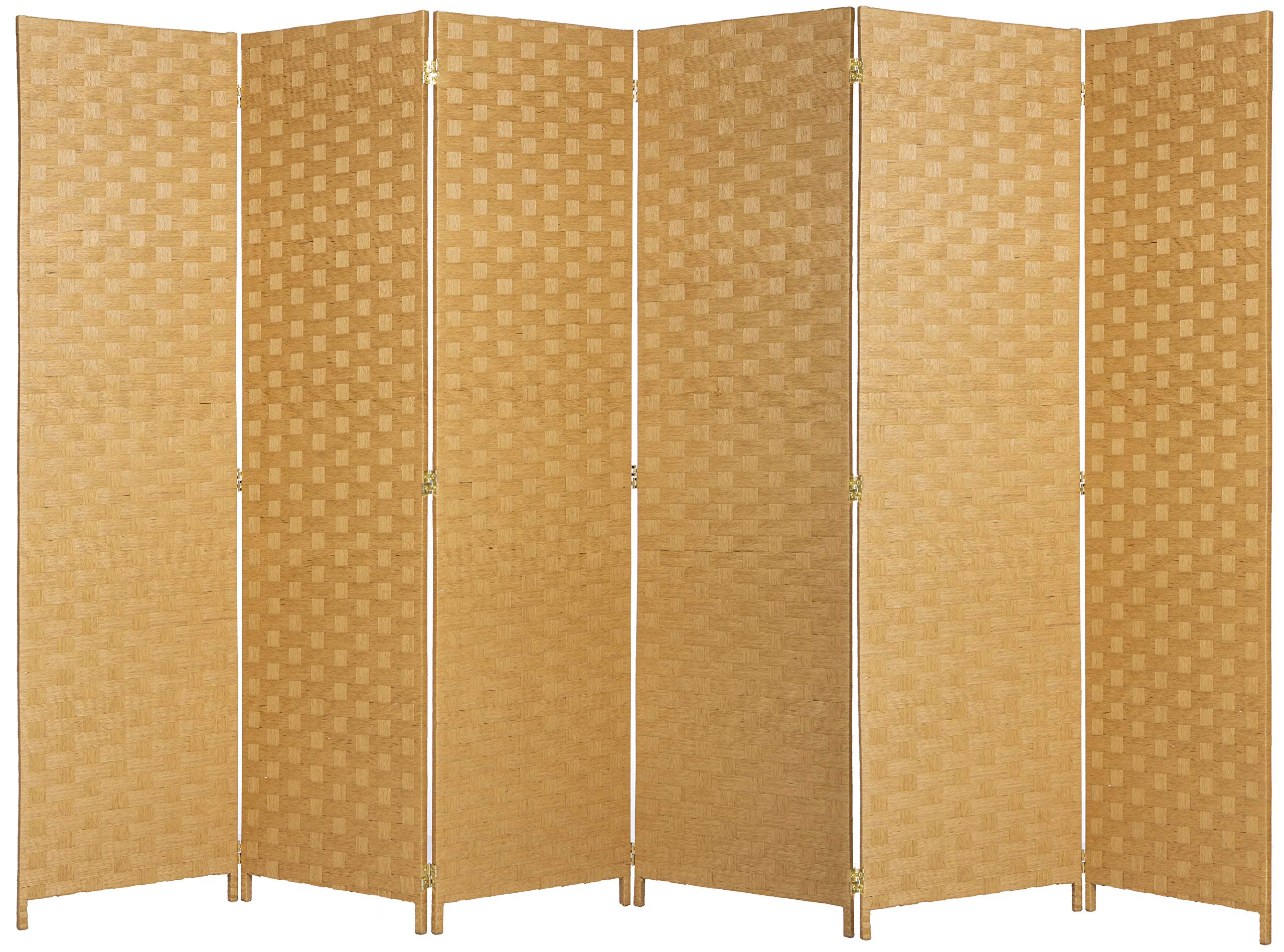 Legacy Decor Bamboo Woven 6-Panel Room Divider - Beige Privacy Partition Screen for Home, Office & Outdoor Use