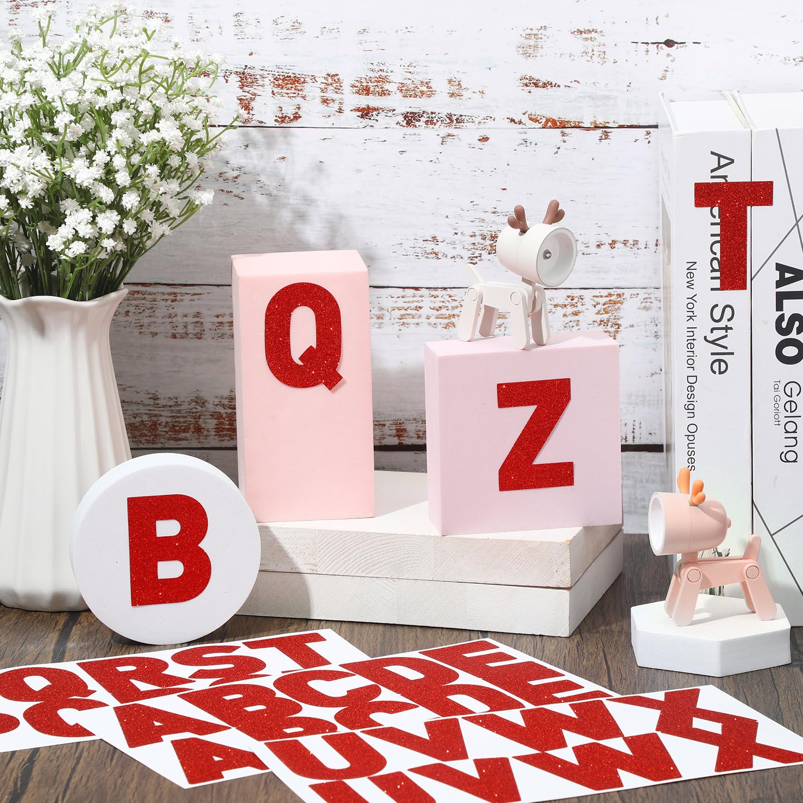 Harloon 232 Pcs Large Glitter Letter Stickers - 24 Sheets Self-Adhesive Alphabet Letters Kit with Big Font for Mailbox, Bulletin Boards, Classroom & Home Decor (Red, 2.5 Inch) - Perfect for DIY Crafts, Scrapbooking, Party Decorations & School Projects