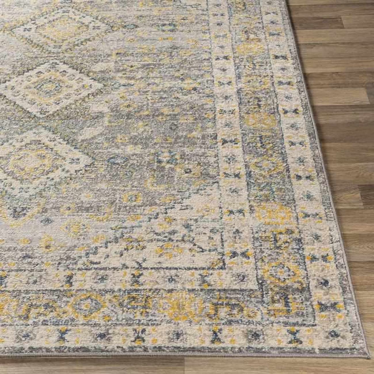 Mark&Day Modern Cream Area Rug 8x10 - Soft Plush Carpet for Living Room, Bedroom, Kitchen - White Blue Black Geometric Design (7'10