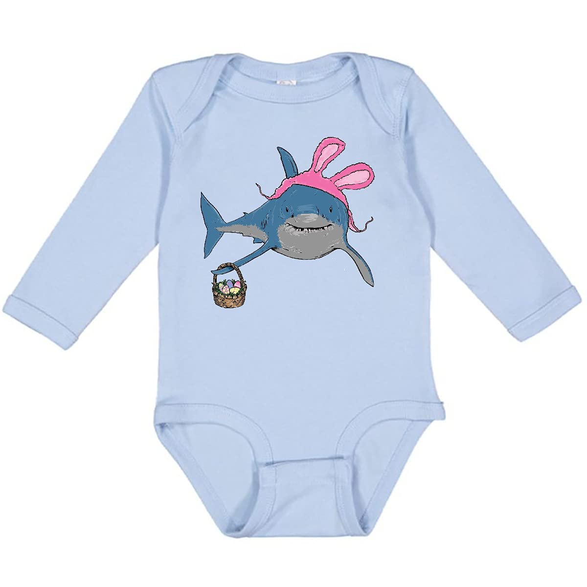 Inktastic Easter Bunny Shark Hunt Long Sleeve Baby Bodysuit - Cute Holiday Outfit for Easter, Baby Shower & Family Photos