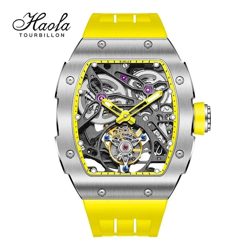 Haofa Automatic Tourbillon Skeleton Watch for Men - Sapphire Crystal, Luminous Hands, Self-Winding Mechanical Movement, Waterproof Luxury Wristwatch - Perfect for Business Meetings, Formal Events & Gift Giving