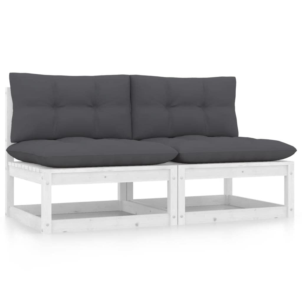 2-Piece Patio Sectional Sofa Set with Anthracite Cushions - Solid Pinewood Outdoor Furniture for Backyard, Garden & Poolside - Cozy Reading & Lounge Seating - Weather-Resistant Sectional Sofa Units