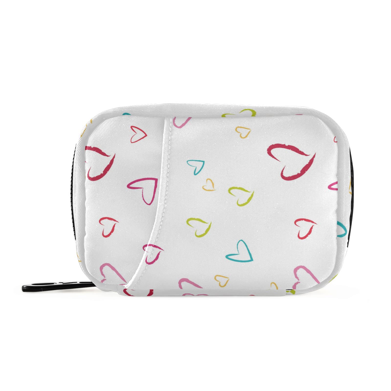 White Weekly Travel Pill Organizer - Small 7-Day Cute Pill Case with Red Heart Design for Vitamins & Medication - Perfect for Travel, Work, and Daily Use