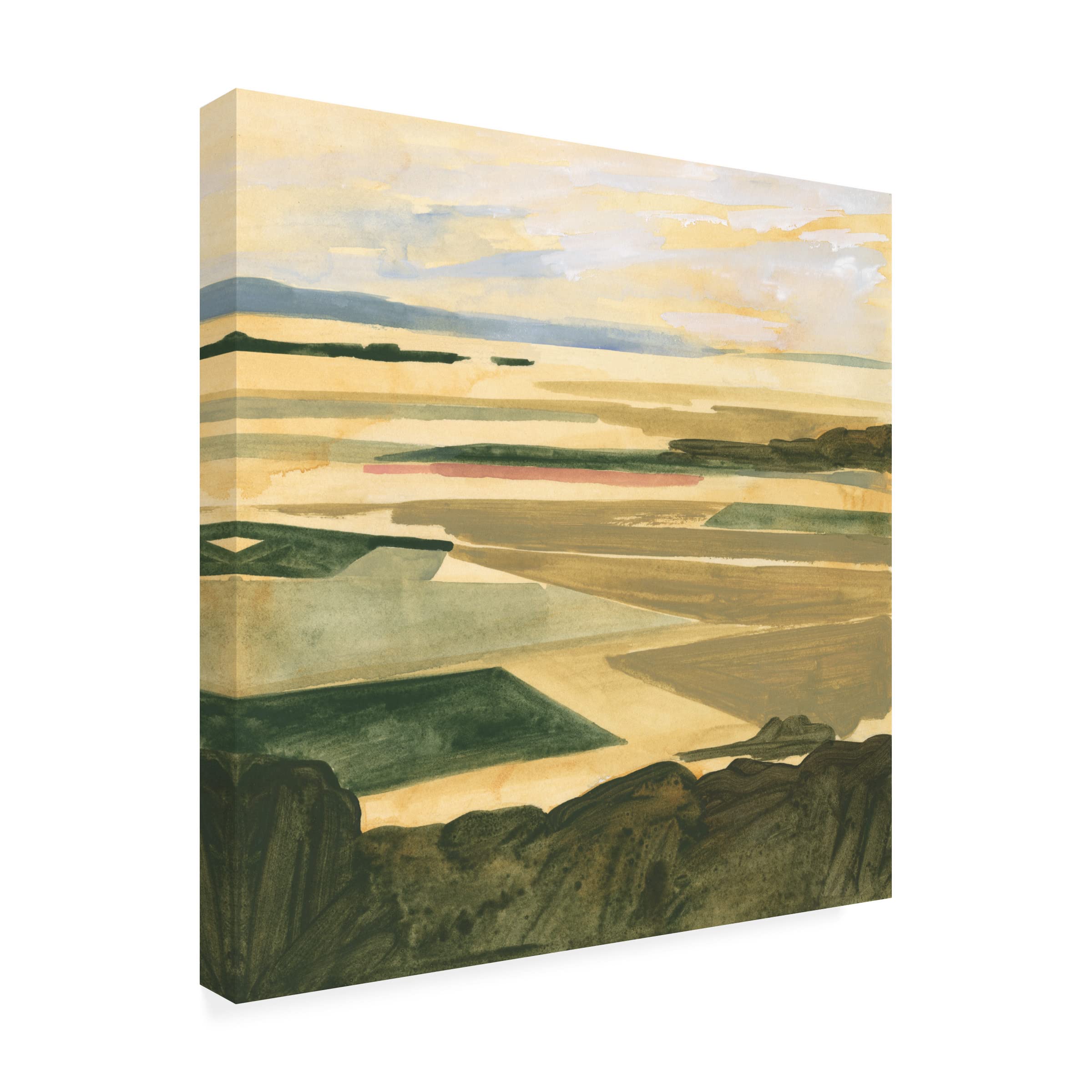 Victoria Borges 'Golden Farmland I' Canvas Wall Art Print - Countryside Landscape Painting for Living Room, Bedroom & Office Decor