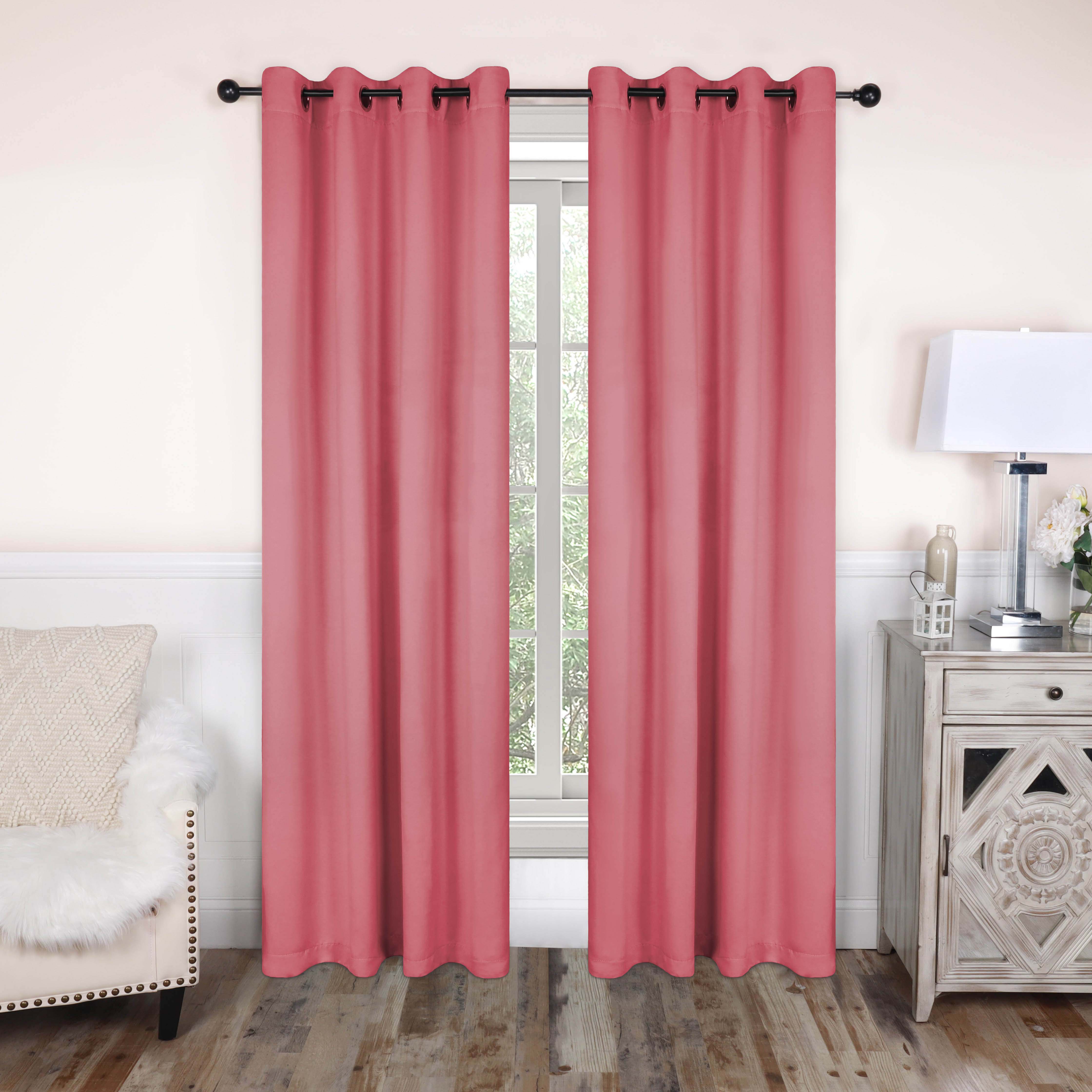 Solid Classic Modern Grommet Blackout Curtain Set - Thermal Insulated Window Drapes for Bedroom & Living Room - Noise Reducing & Light Blocking for Better Sleep