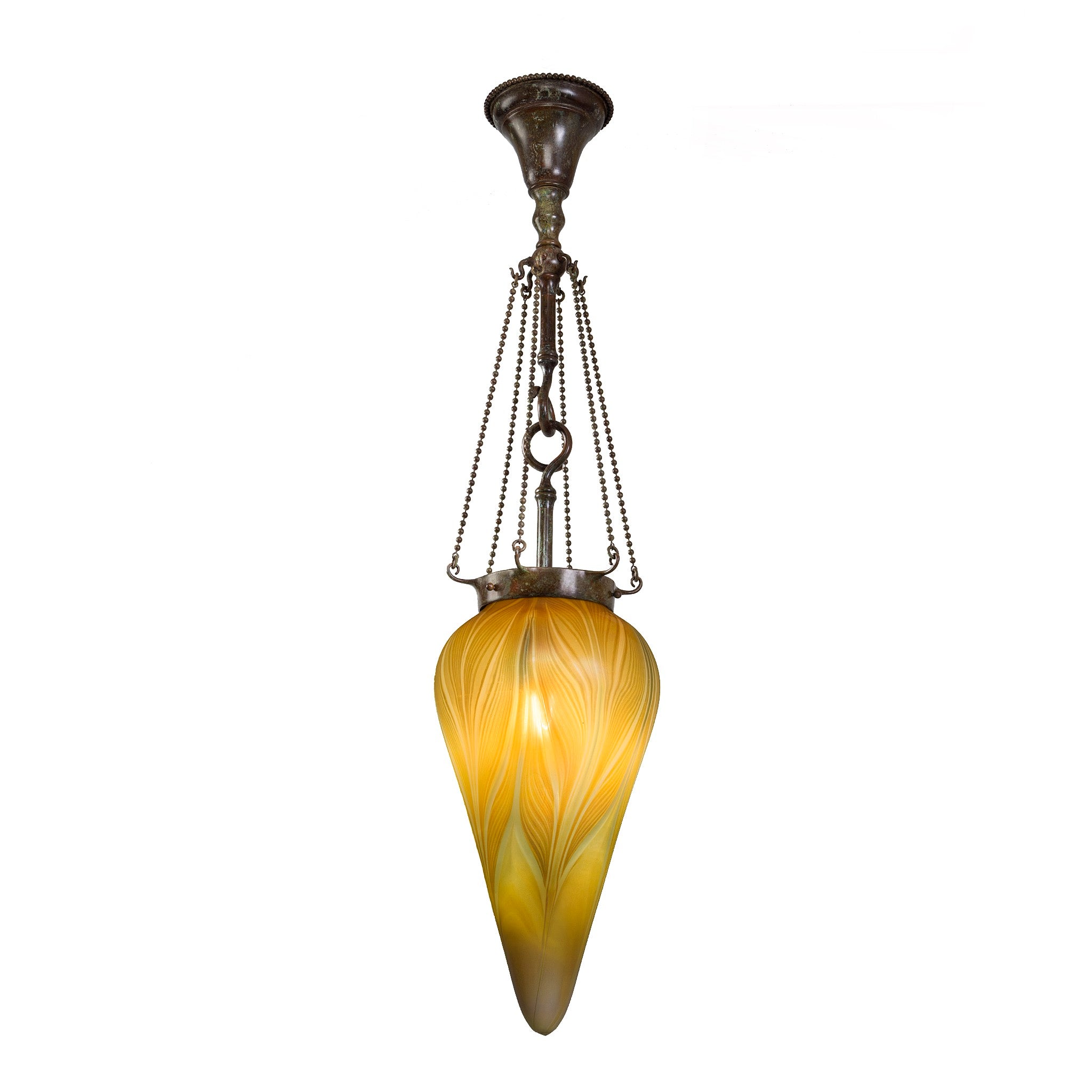 Tiffany Studios New York Stalactite Chandelier - Vintage Bronze Ceiling Light Fixture for Dining Room & Living Room Decor