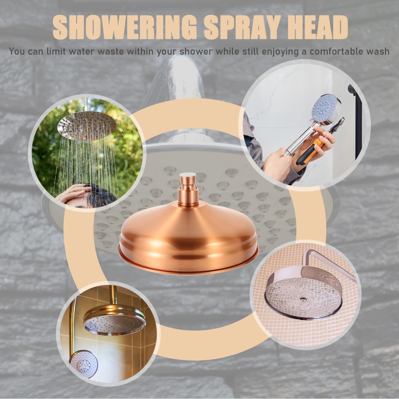 DOITOOL 7.8 Inch High Pressure Rainfall Shower Head - Round Vintage Antique Design, Waterfall Shower Head Replacement for Bathroom - Perfect for Spa-Like Experience and Relaxing Shower Time