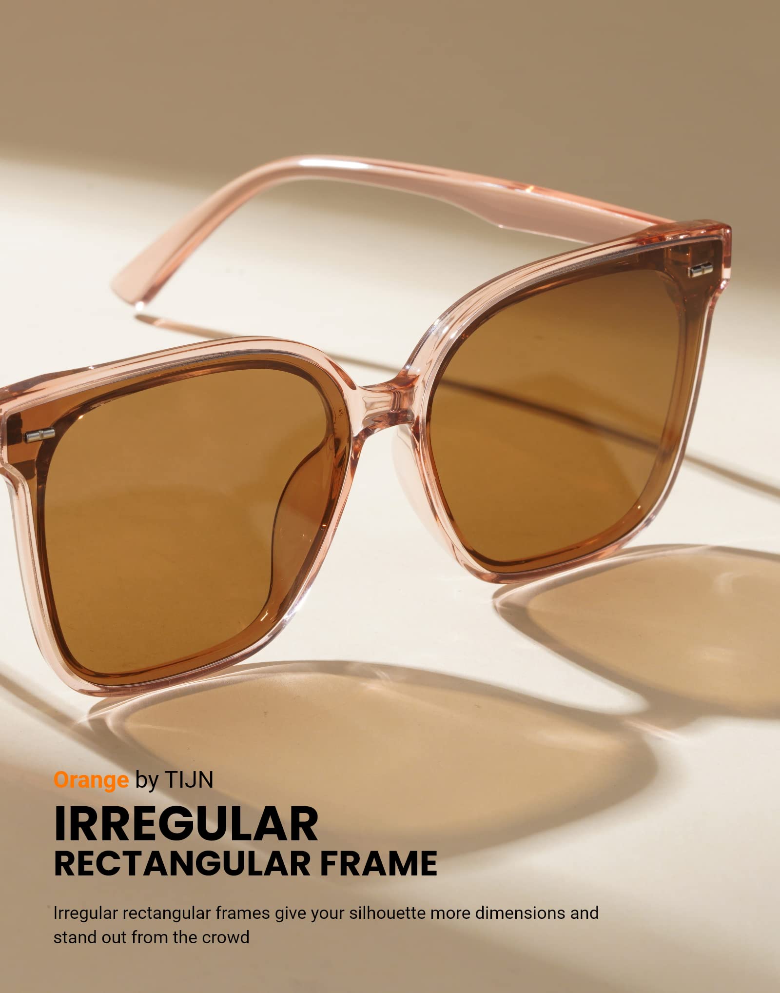 TIJN Polarized Sunglasses for Women & Men - UV Protection Oversized Square Shades with Large Frame - Perfect for Driving, Beach, and Outdoor Activities