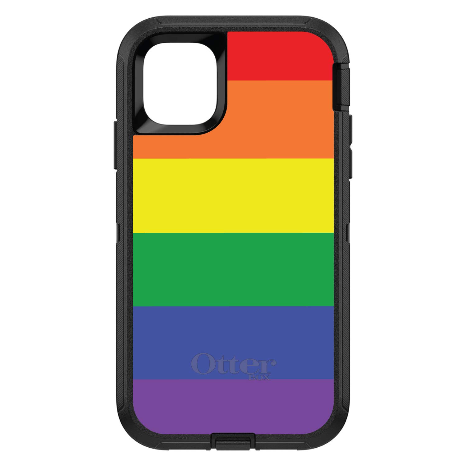 DistinctInk iPhone 11 Pro MAX Case (6.5 Inch) - Rainbow Stripes LGBTQ Pride Protective Cover | Durable Shockproof Replacement for OtterBox Defender | Perfect for Daily Use, Travel & Showing Your Support