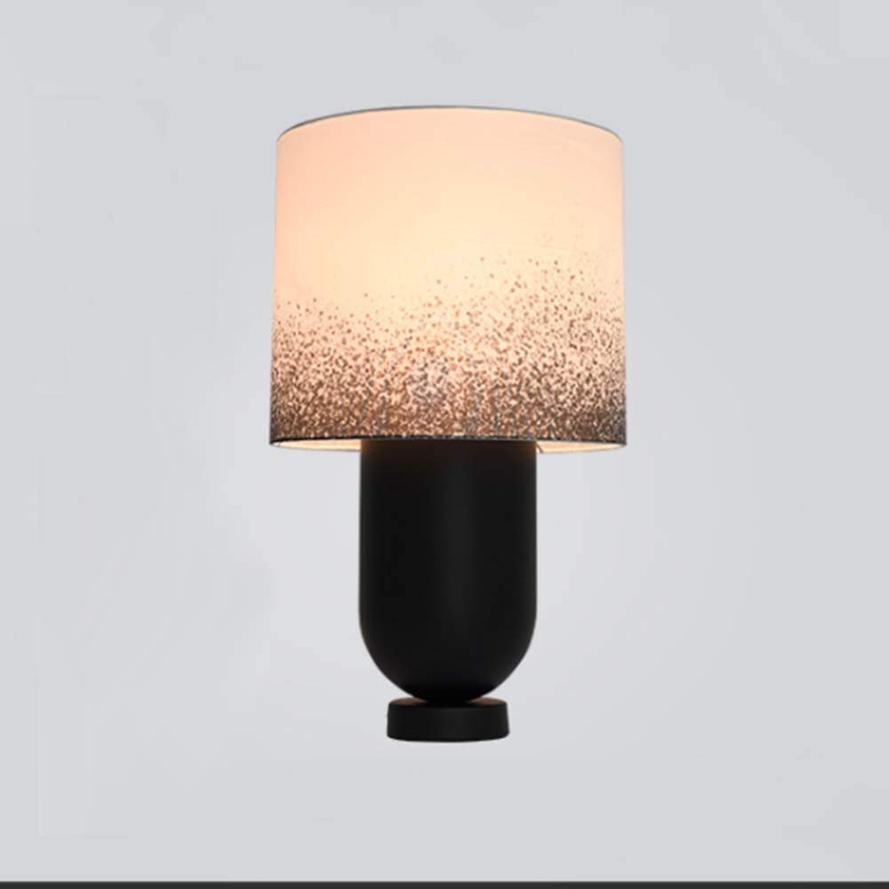 Modern Black Metal Table Lamp with Fabric Lampshade - E27 Bedside Light for Hallway, Bedroom, Living Room & Office - Wall Mount Reading Lamp for Home, Hotel, Restaurant Decor & Nightstand Lighting