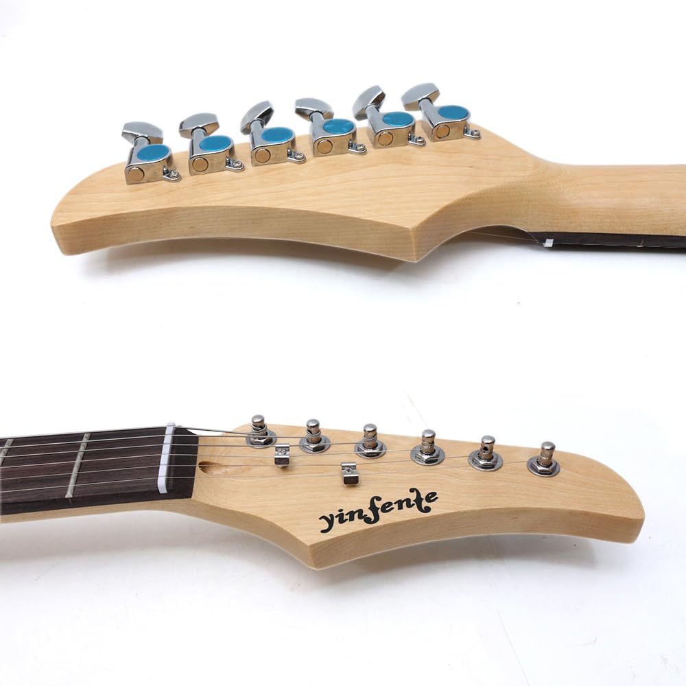 Yinfente Electric Guitar for Beginners & Professionals - Full Guitar Kit with Picks, Gig Bag, Shoulder Strap, Digital Tuner & Cable - Maple Neck & SSS Pickups (Clear) - Perfect for Home Practice, Studio Recording & Live Performances