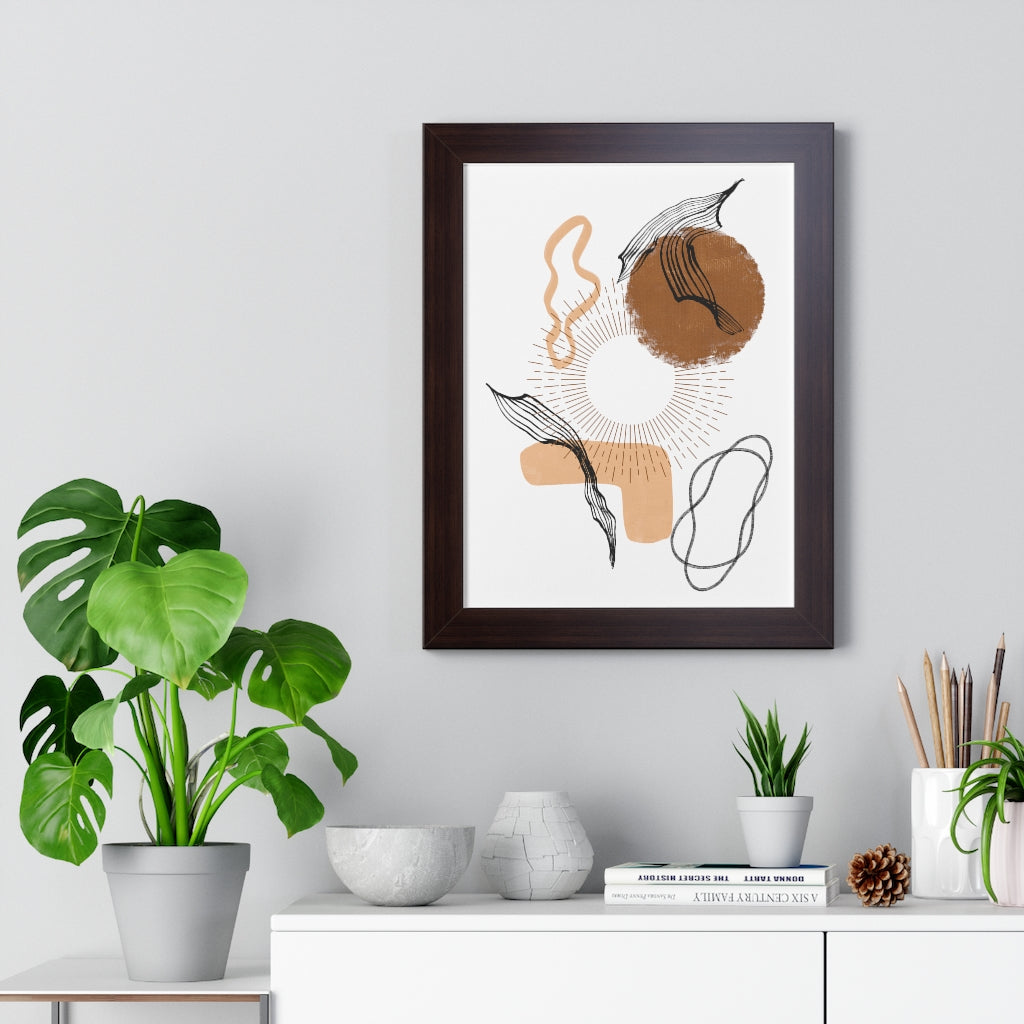 Modern Abstract Framed Vertical Wall Art Poster - Home & Office Decor for Living Room, Bedroom, Study