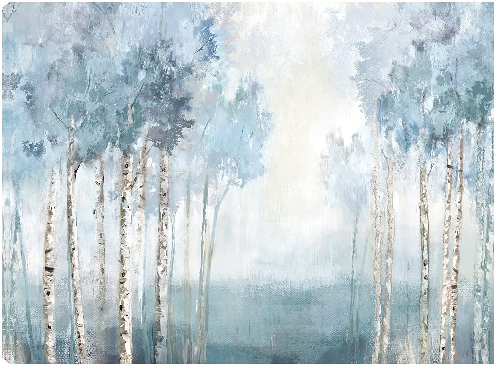 Blue Etched Fine Art Canvas Wall Decor by Carson Lyons - Ready to Hang 46x35 Inches - Perfect for Living Room, Bedroom, Office & More - Modern Home & Office Wall Art Decor