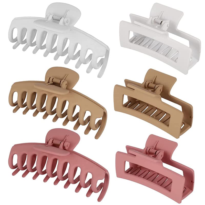 6-Piece Large Hair Claw Clips for Women - 4.3 Inch Strong Hold Hair Clips for Thick Hair, Banana Clips Hair Accessories for Ponytail, Bun & Updo Hairstyles