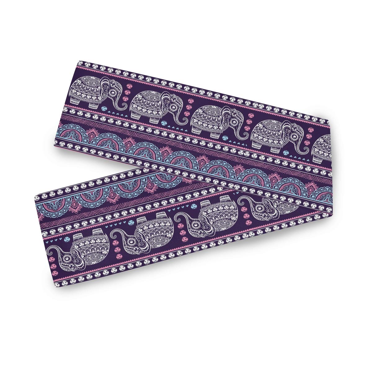 Handmade Indian Elephant Table Runner 13x70 Inch, Polyester Rectangular Table Cloth for Dining, Kitchen, Office, Wedding & Home Decor - Perfect for Coffee Tables, Buffets, and Party Decorations