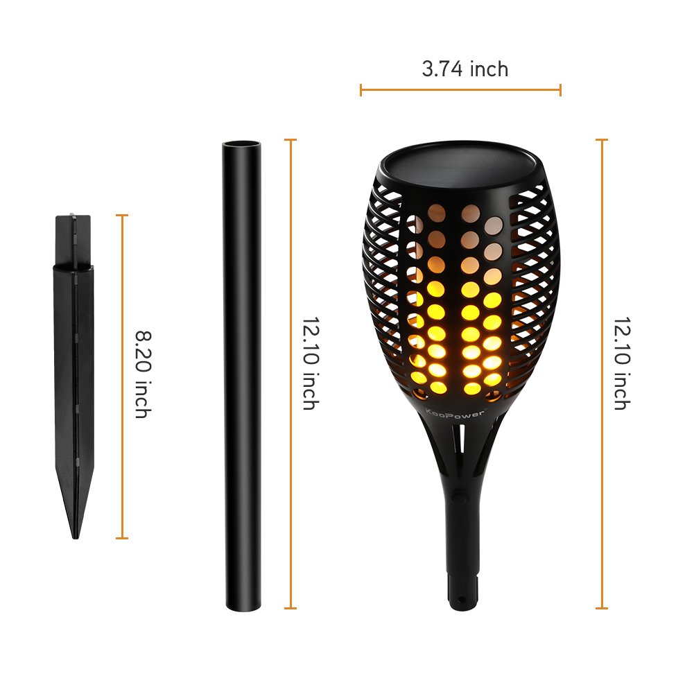 96 LED Solar Flame Torch Lights Outdoor Waterproof - 2 Pack Flickering Flame Solar Garden Lights for Pathway, Patio, Yard & Landscape Decoration | Perfect for Backyard Parties, Wedding Decor & Holiday Lighting