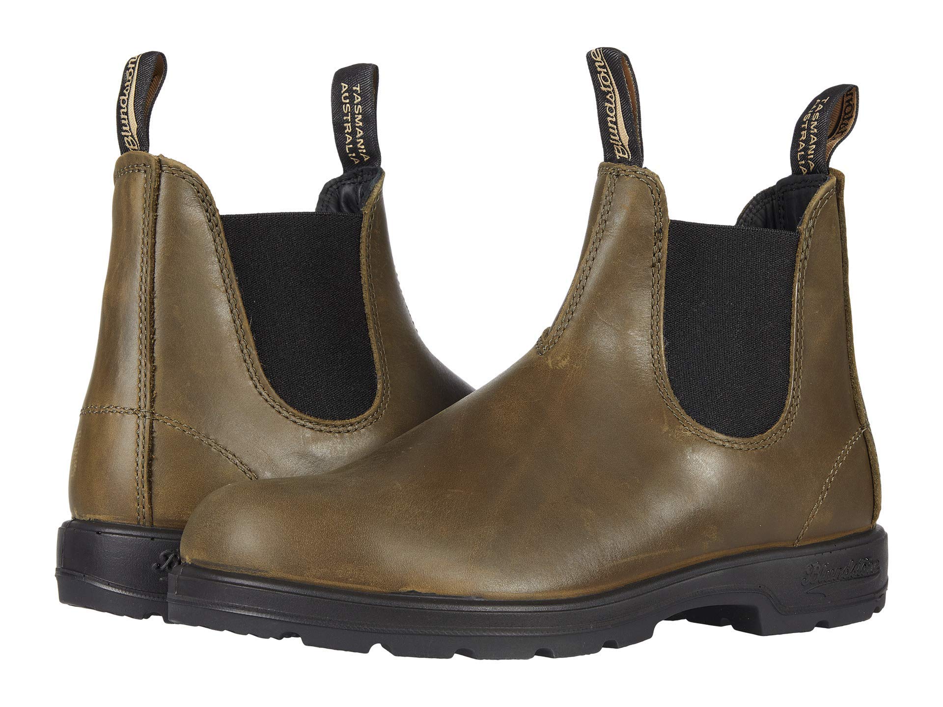 Blundstone BL2130 Classic 550 Chelsea Boots for Men - Dark Green Leather Ankle Boots | Comfortable Slip-On Work Boots | Size US 9.5 (AU 8.5) | Perfect for Outdoor Work, Hiking & Casual Wear