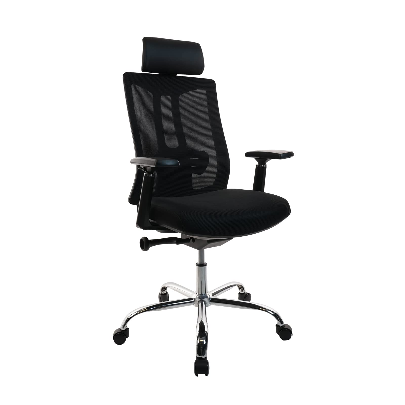 CLATINA Ergonomic High Back Mesh Office Chair with 3D Adjustable Armrests, Lumbar Support & PU Leather Headrest - Black | Comfortable Computer Desk Chair for Home Office, Gaming & Workspaces
